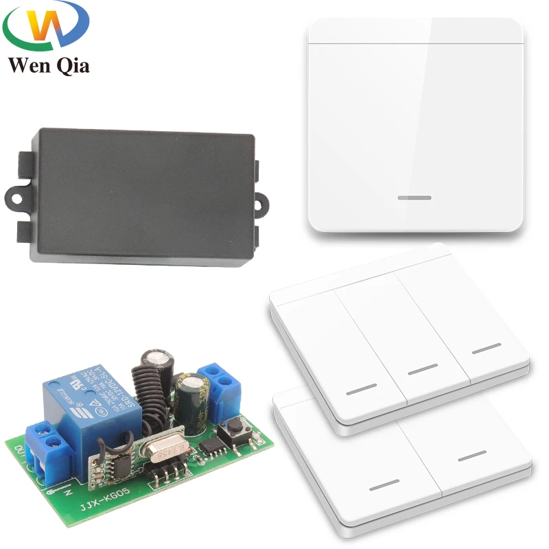 

433Mhz 1/2/3 gang smart push Button Switch Light Wireless RF Remote Control 220V 1CH Receiver Wall Panel For Ceiling LampBulbLED