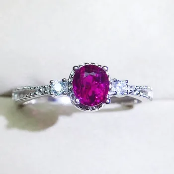 

Per jewelry Natural real pyrope simple small ring Free shipping 5*6mm 1ct gemstone 925 sterling silver Fine jewelry Q204221