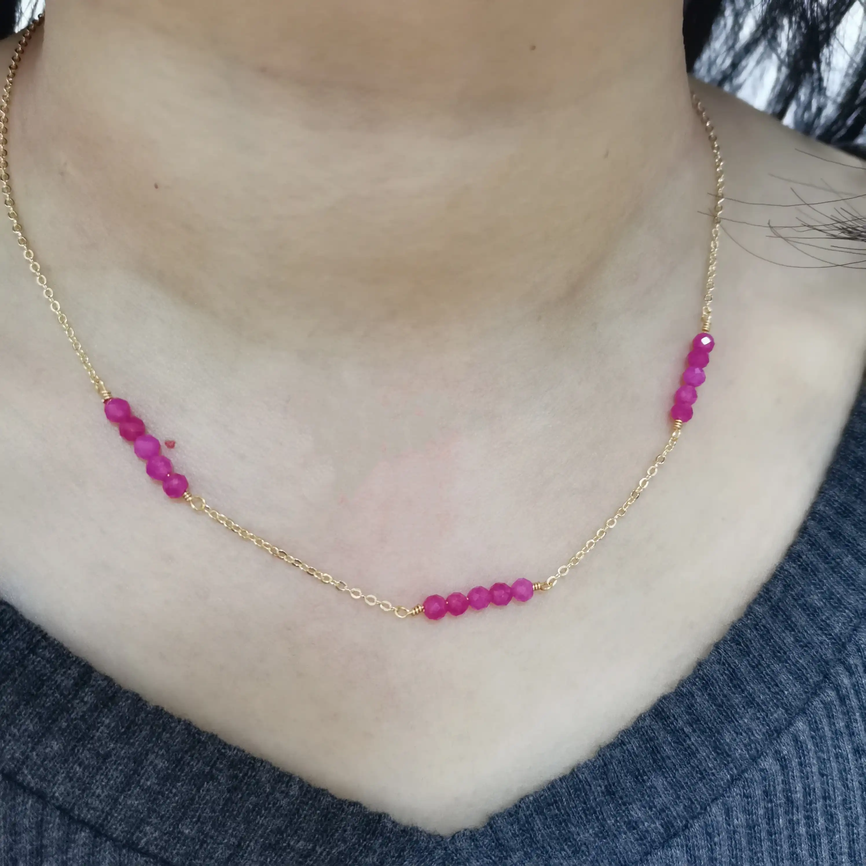 ファセットルビーネックレス繊細な14 18kゴールド充填チェーンチョーカーコリアーネックレスファムcollares Mujer女性自由奔放に生きる ネックレスステートメントジュエリー ネックレス Aliexpress