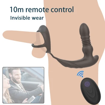 Anal Vibrator Prostate Masturbators Double Ring Massager for Men Butt Plug Wireless Remote Thrusting Dildo Vibrators for Men Gay 4