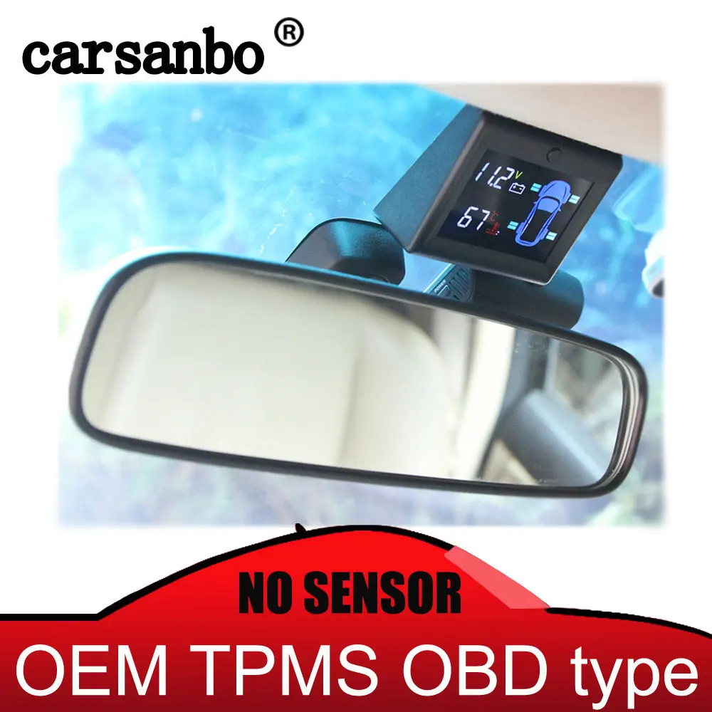 Carsanbo OBD TPMS без датчика Предупреждение предупреждение о температуре с ЖК-дисплеем без батареи DIY крепление для автомобиля Toyota, VW