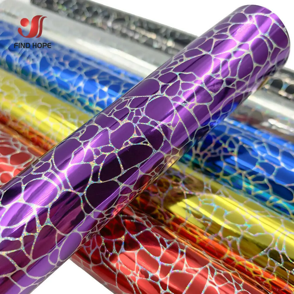 Multi-size Holographic Chrome Adhesive Craft Vinyl Film Stone Cracking Pattern DIY Xmas Gifts Cards Party Home Mug Window Decor