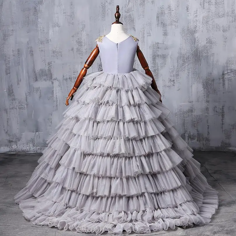 US $115.56 HighEnd Children Elegant Girl Dress Birthday Party Catwalk Beading Trailing Gown Kids Pageant Dress For Girl Vestidos L116