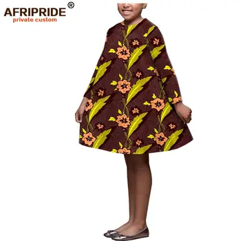

Afripride African Ankara Print Dress for Girls Customized Full Sleeves Children's Flare Cotton Casual Dress A194001