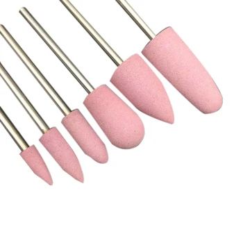 

6Pcs/Set Rubber Silicon Nail Drill Milling Cutter For Manicure Bit Flexible Polisher Machine Electric Nail File Art Tools Pink