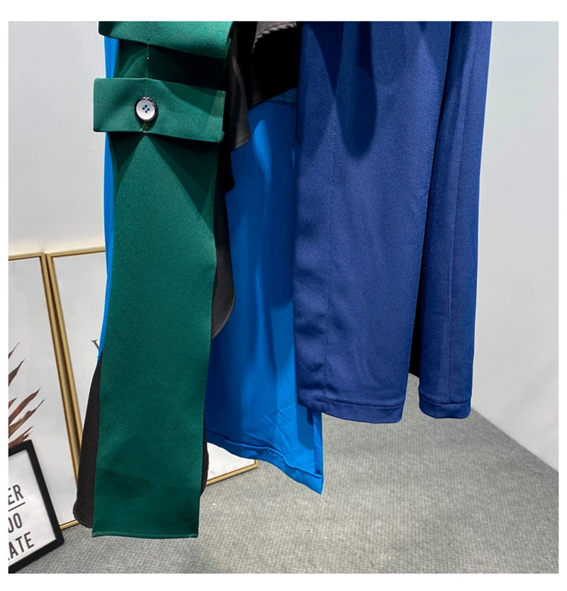 [EAM] High Waist Blue Asymmetrical Pleated Ruffles Temperament Half-body Skirt Women Fashion Tide New Spring Autumn 2020 1X801