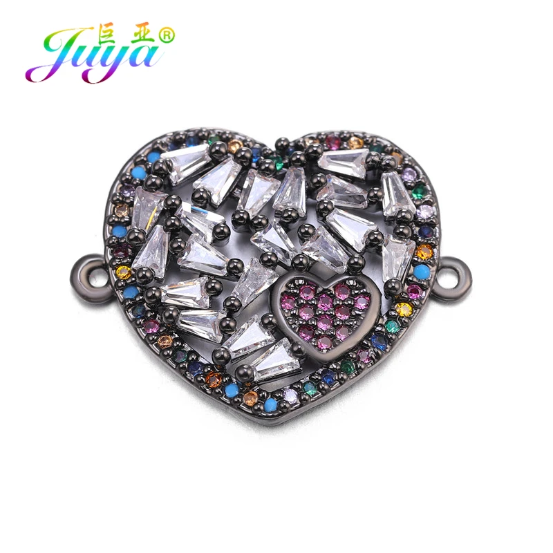 Juya DIY Изготовление браслетов аксессуары Кубического циркония сердце Корона Бабочка Шарм Разъемы для женщин Мода Изготовление ювелирных изделий - Цвет: Metal Black