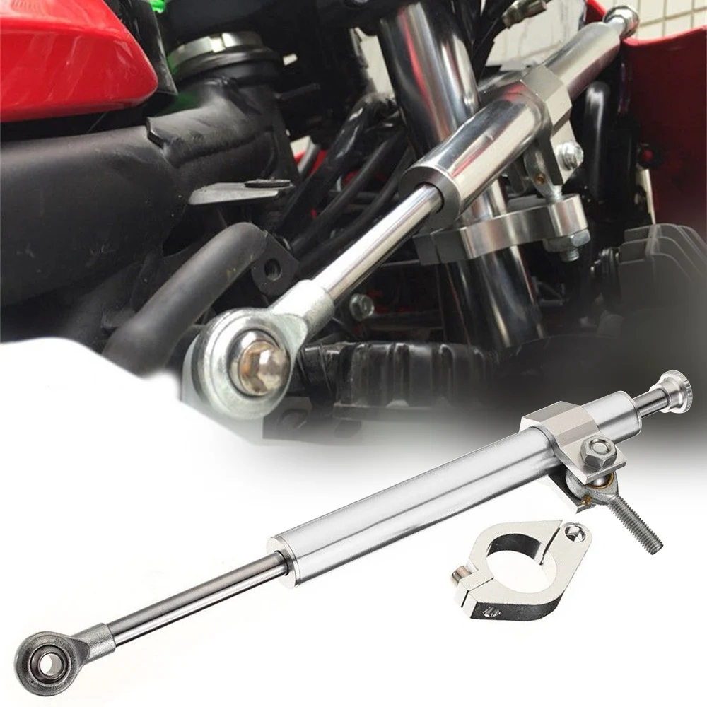 330mm Aluminum Steering Damper Rod 30mm Fork Clamp Universal Motorcycle Black 