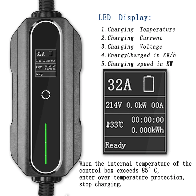 Chargeur Portable à usage domestique, avec prise GB/T, câble EV de 5M 32a  24a 20a 16a 10a, pour voiture électrique - AliExpress