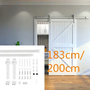 

183/200cm Sliding Door Barn Track Hardware Wood Barn Door Rail Hardware Sliding Door Track Kit Barn Door System Slide Kit HWC