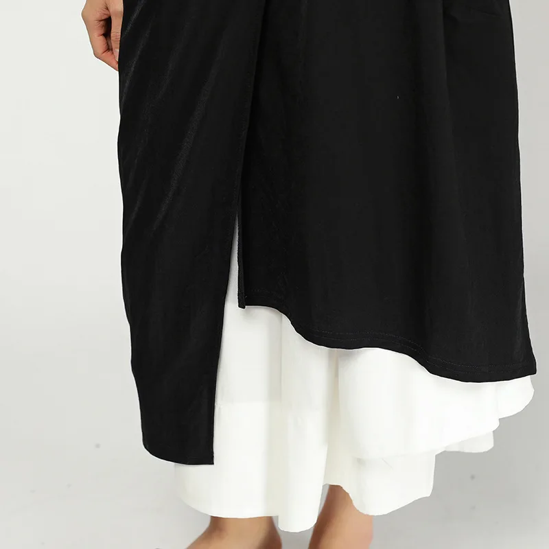 Модная льняная футболка с коротким рукавом и неровным Hemline, длинная футболка для женщин, новая летняя одежда, модные топы QF321