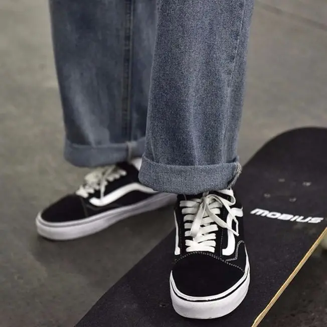 Jeans Frauen Knöchel-länge Japanischen Stil Harajuku Breite Bein Hosen Denim Retro Alle-spiel Hohe Taille BF Unisex kpop Frauen Chic — изображение 6