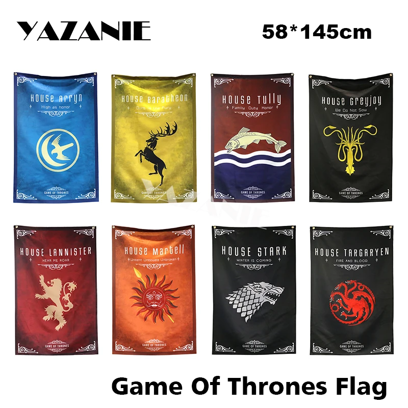 

YAZANIE Game Of Thrones Custom Flags ARRYN BARATHEON FAMILY DUTY HONOR GREYJOY STRAK TARYARGEN TYRELL LANNISTER Flags and Banner
