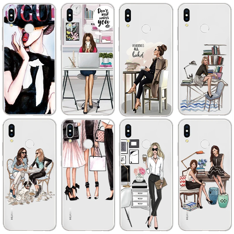 Черный Коричневый Женский чехол для Huawei Mate 20 10 P20 P30 Pro P10 P8 P9 Lite 2017 мягкий из ТПУ P Smart