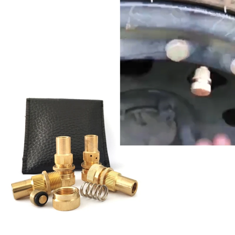 4pcs Tire Deflator Kit Automatic Gold Accessories Portable Tyre