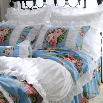 

Pastoral floral bedding set, twin full queen king cotton romantic single double home textile bedspread pillow case quilt cover