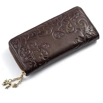 

WoMan's Leather Flower Wallet Long Handbag Organizer Credit Card Holder Zipper Bag Phone Pouch