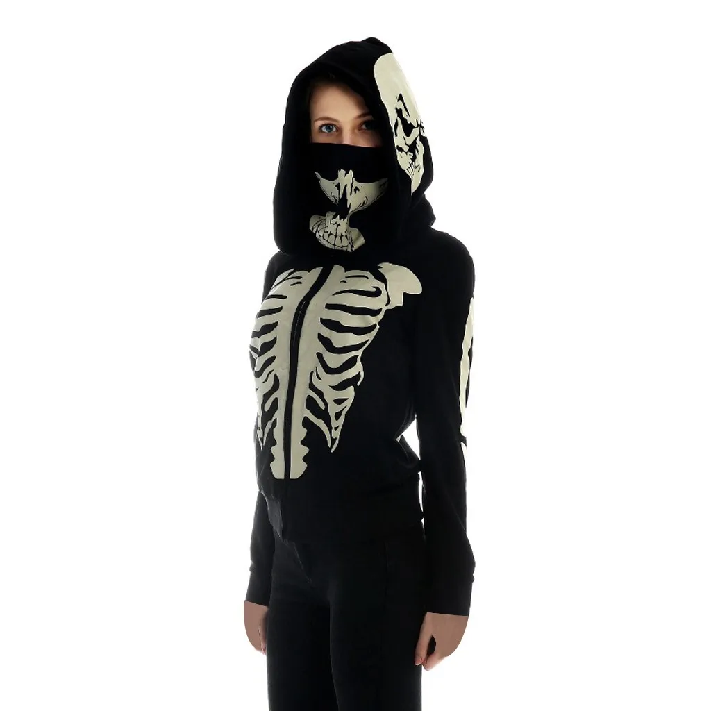 Sudadera mujer панк Готическая Толстовка Женская Череп Сращивание маска пуловер толстовки с капюшоном длинный рукав Толстовка harajuku poleron