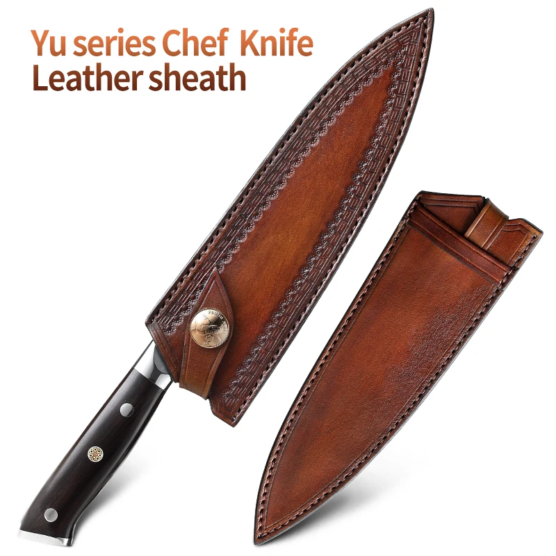 XINZUO кухонный нож кожаный чехол ручной работы итальянский первый слой растительного дубления мульти кобура для переноски поварских ножей кожаный чехол - Цвет: Yu Leather Sheath