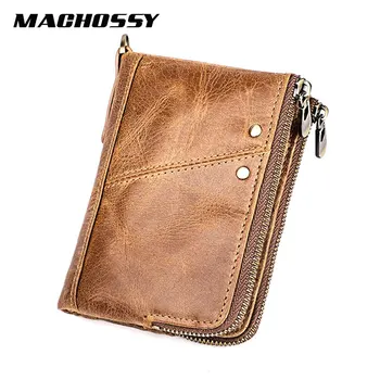 

Rfid Genuine Crazy Horse Leather Wallets Men Small Walet Portomonee Male Cuzdan Short Coin Purse PORTFOLIO Card Holder