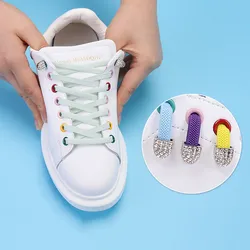 1 Pair Elastic Shoelaces No Tie Shoe Laces Diamond Lace Lock Quick Lazy Laces Flat Shoe Strings Fit Kids Women and Men Sneakers