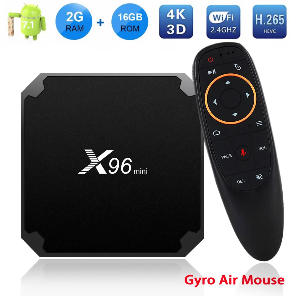 ТВ-приставка X96 S905W мини-ТВ-бокс 2 ГБ 16 Amlogic Android 7 1 4 ГГц беспроводной Wi-Fi 4K HD