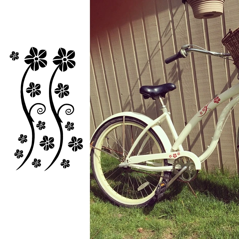 Funny Stickers Bicycle Bumper Decor , Flowers DIY Bike Vinyl Decals