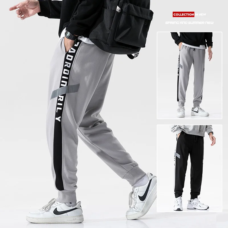 Pantalones de chándal para hombre, ropa de calle informal de moda, ropa de culturismo, pantalones reflectantes para correr, 2021