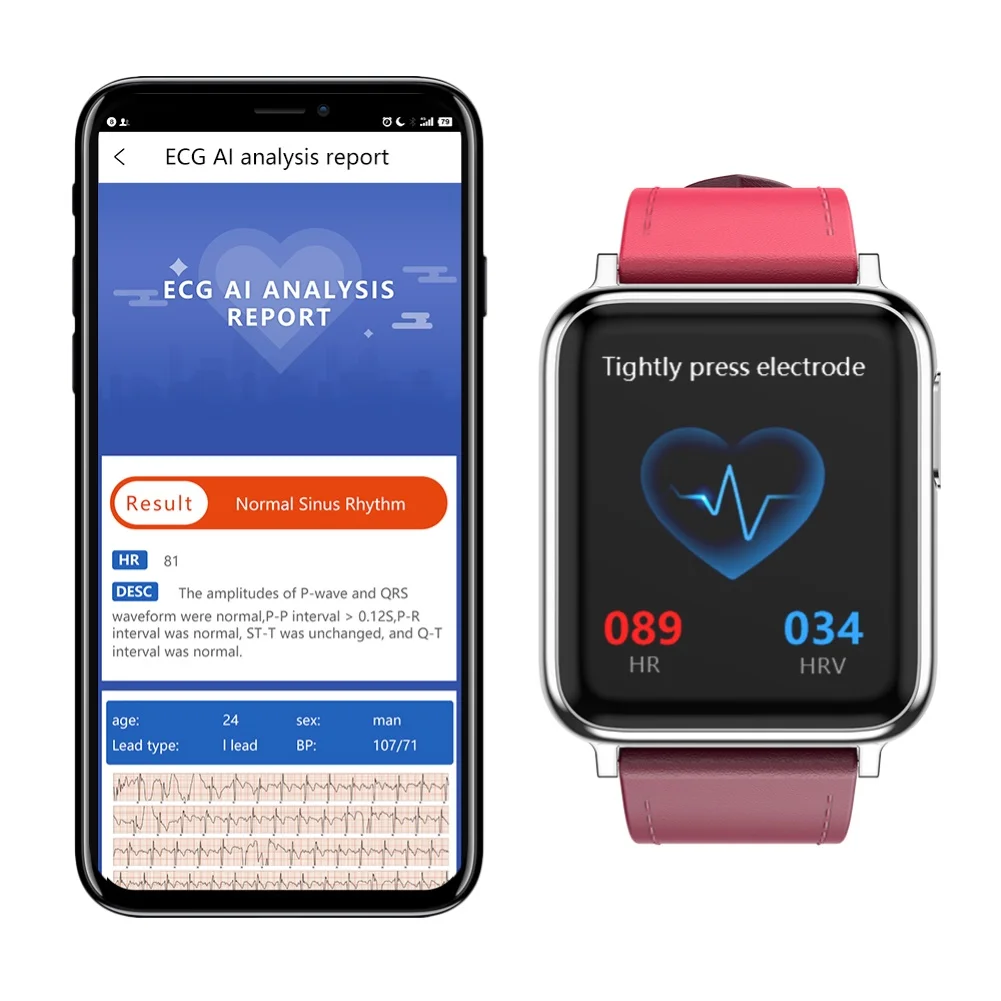 JSK V5 Waterproof ECG PPG Heart Rate Blood Pressure Activity Monitor Sport Call Message Remind Smart Bracelet