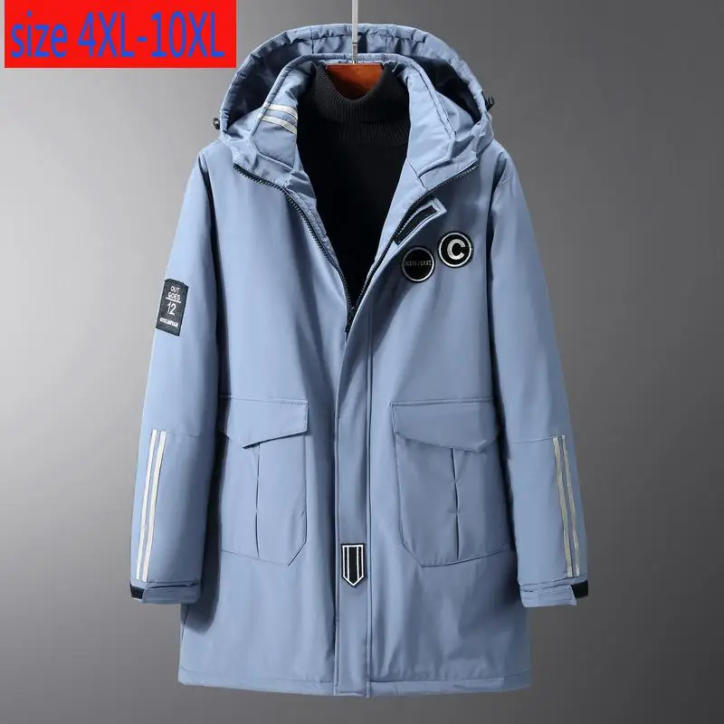 Новое поступление модные длинные мужские очень большие свободные стеганые куртки повседневные Толстые мужские зимние пальто плюс размер 4XL 5XL 6XL 7XL 8XL 9XL 10XL - Цвет: blue