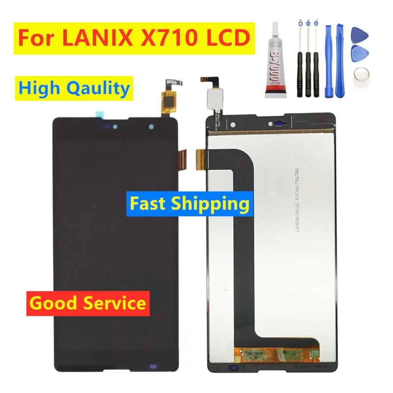 Протестированный ЖК-дисплей 5 дюйма для LANIX X710 с сенсорным экраном в сборе