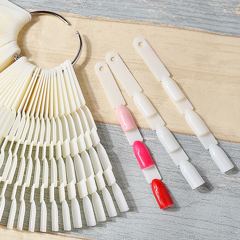 50 pcs/set Tips Nail Color Chart Palette Fan-shaped Colors Nail Art Practice Design Training Polish Color Card