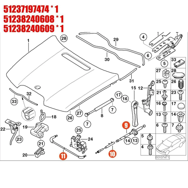 Cavo Bowden Cofano Posteriore AUTOPA | Per BMW Serie 1 E87 E Serie 3 E90/E91 | OE 51237060529 - Foto 9