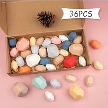 Ahşap taşlar Montessori oyuncak yaratıcı İskandinav tarzı İstifleme gökkuşağı oyun Jenga seti dengeleme yapı taşları ahşap oyuncak hediye