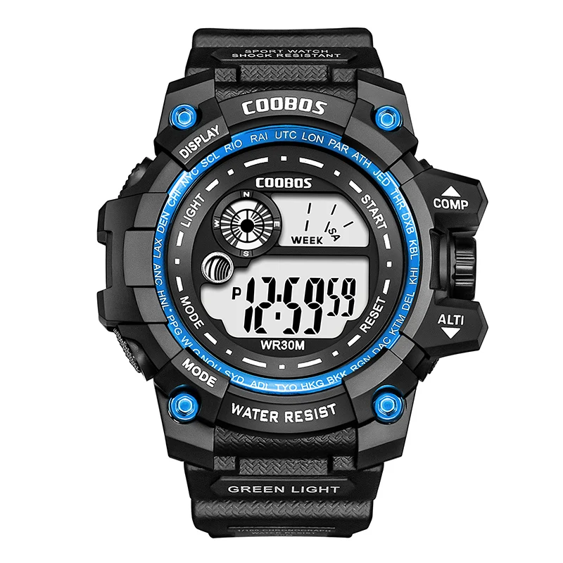 COOBOS New Men LED Digital Watches Luminous Fashion Sport Waterproof Watches For Man Date Army Military Clock Relogio Masculino 