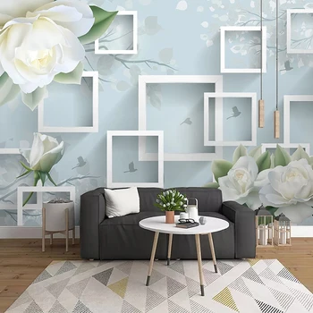 

Custom Photo 3D Lattice Fashion Flowers Modern Photography Mural Wallpaper For Living Room Bedroom TV Background Wall Home Decor