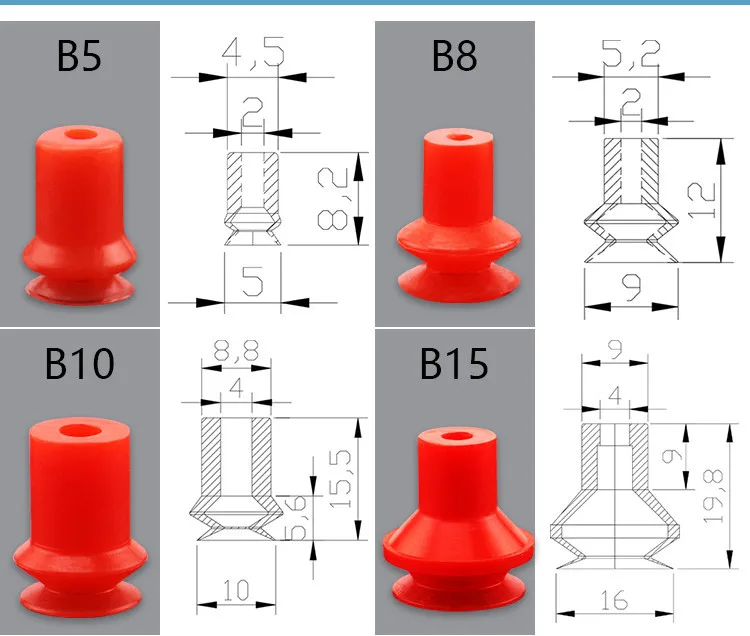 vermelha ondulada b10 manipulador bocal de sucção u8 componente pneumático u15