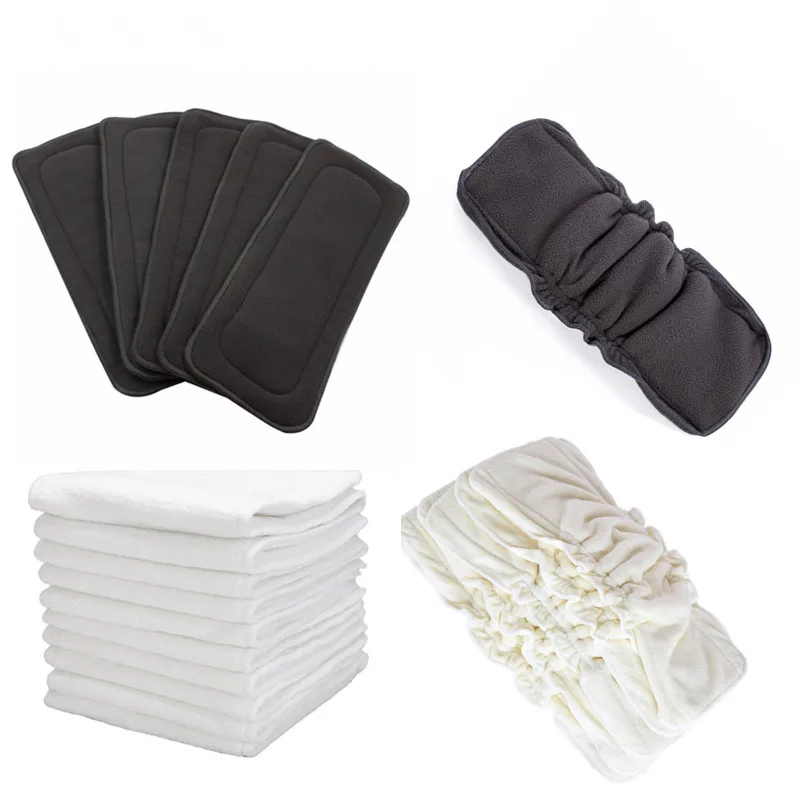 5PCS/Set Reusable Bamboo Charcoal Insert Cloth Diaper 3/4/5 Layers