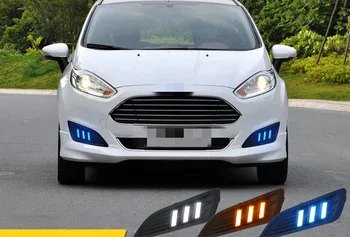 

Fast delivery Led daytime running lights+moving turn signal+blue night mode+remote control for Ford fiesta 2013-2014