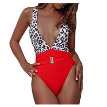 JAYCOSIN Летний Пляжный леопардовый купальник женский леопардовый сексуальный комбинезон с v-образным вырезом пуш-ап пляжное бикини цельный купальник