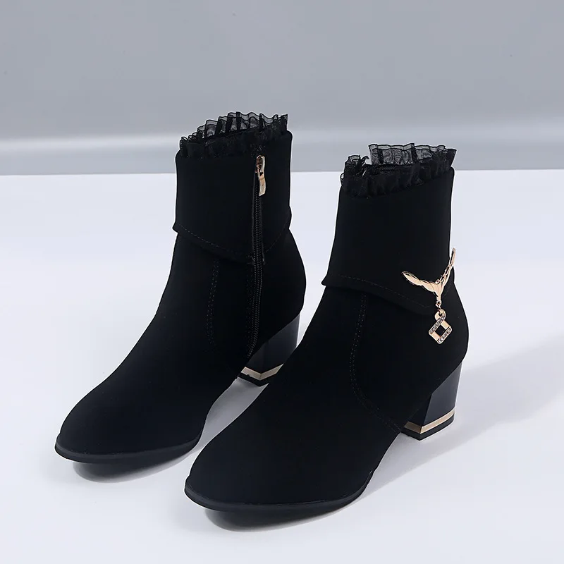 

Martin Boots Women's 2019 New Style Versatile Chunky-Heel Short Boots Women's Autumn And Winter Single Boots Female Semi-high He
