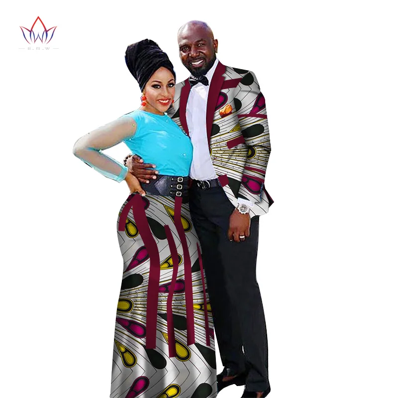 

Fashion African Couple Wedding Clothing Dashiki Women Skirt & Men shirt for Lovers Casual loose Traditional Clothing WYQ66