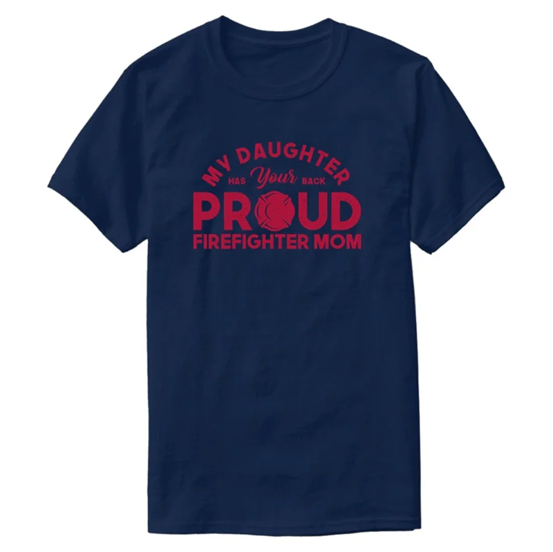 Fitted Prought Firefighter Mom Daughter Gift T Shirt Man 2020 Mens Tee Clothing 100% Cotton Top | Мужская одежда