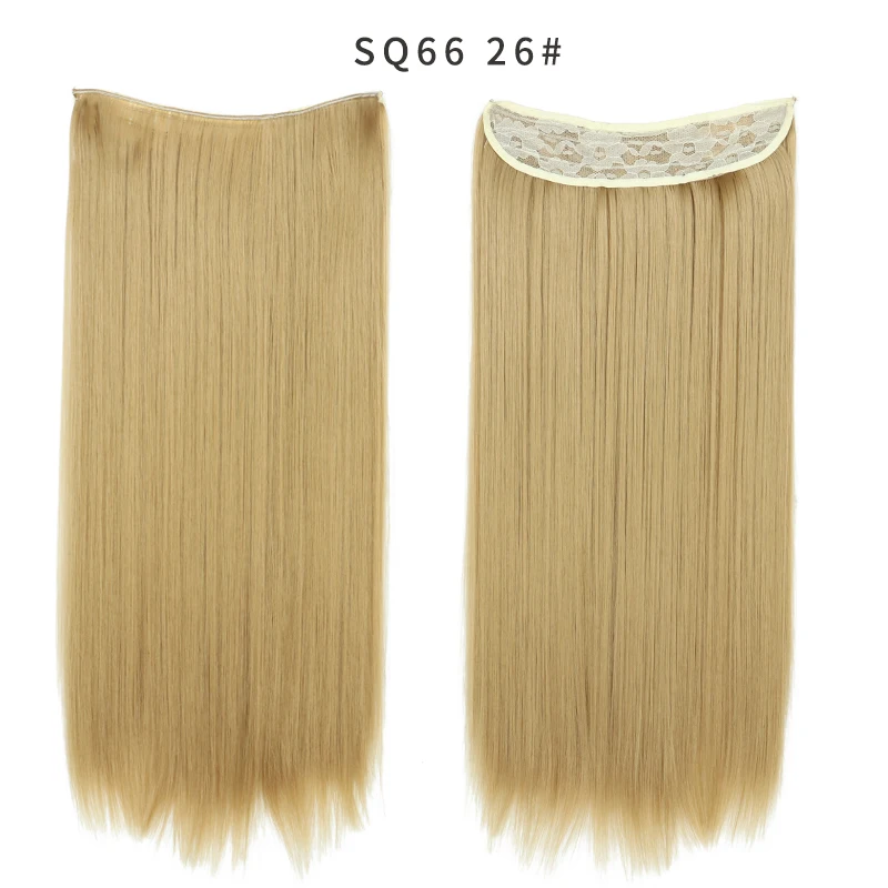 22 дюйма женские рыбий линии волосы для наращивания черный коричневый блонд длинные натуральные волнистые Высокая температура волокна синтетические волосы Eunice - Цвет: SQ66 26