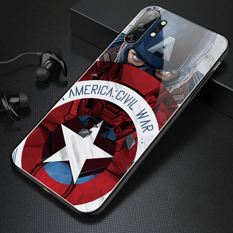 Марвел Черная пантера стеклянный чехол для телефона для samsung Galaxy Note 10 9 8 S10 e 5G S9 S8 Plus Роскошный чехол Капитан Америка - Цвет: Captain America 2