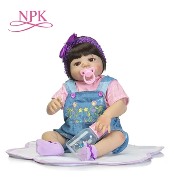 

NPK 57cm full silicone lifelike newborn baby girl best Children's Day gift Christmas gift silicone reborn baby dolls