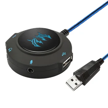 

S2 4 Port USB Sound Card HUB Mic Adapter External Audio Converter for PC Laptops Splitter External Audio Converter