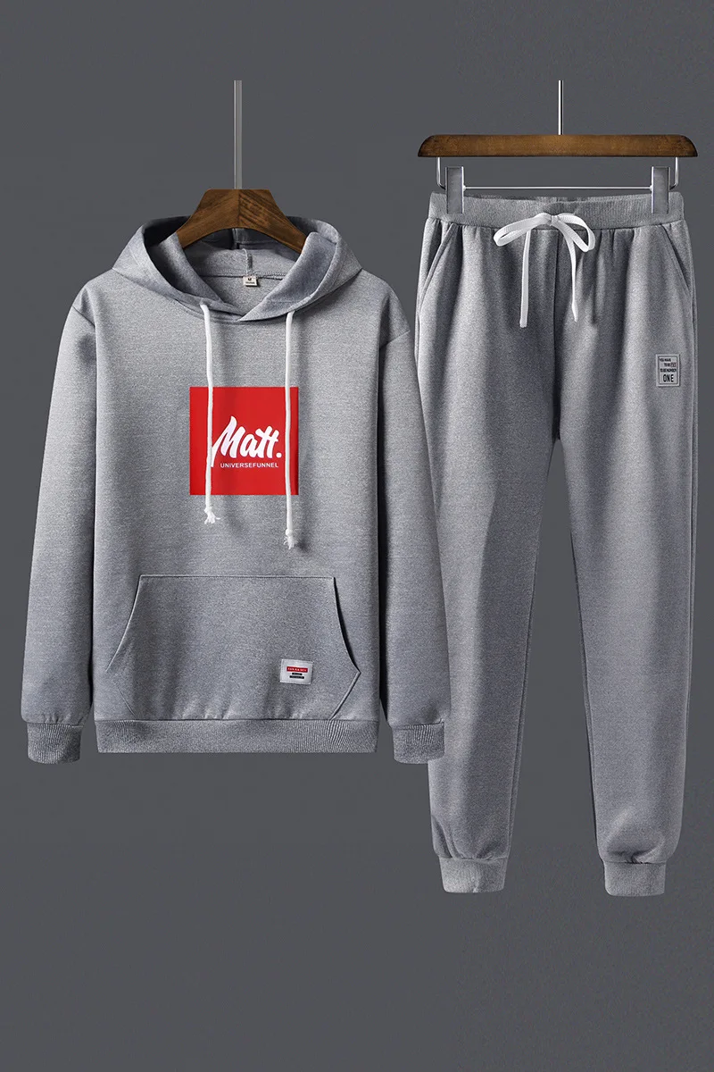 

2019 New Style Hooded Leisure Suit Trend Autumn Sports Clothing Long-sleeved Sweater MEN'S Jacket Students Two-Piece Set