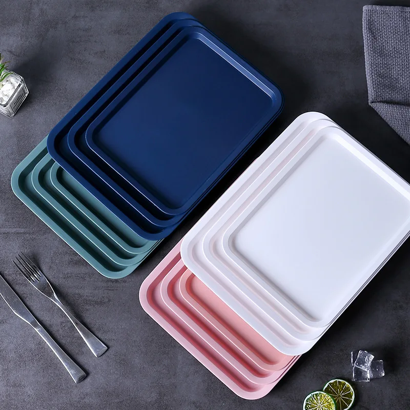 Nordic Rectangular Plastic Serving Tray Home Kitchen Organizer Tea Cup Tray  Food Bread Pan Fruit Cake Dessert Tray Dinner Plate - AliExpress