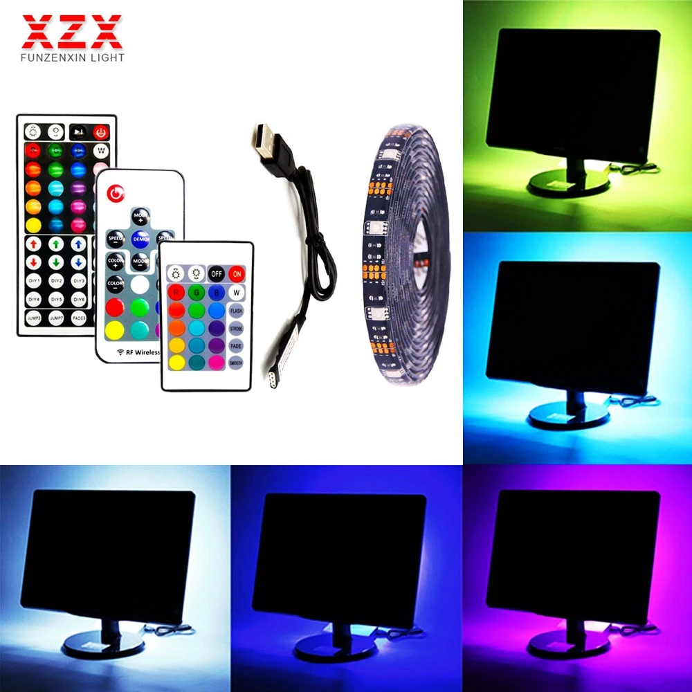 5050 RGB USB Светодиодная лента гибкий светильник набор для телевизора фоновая лампа